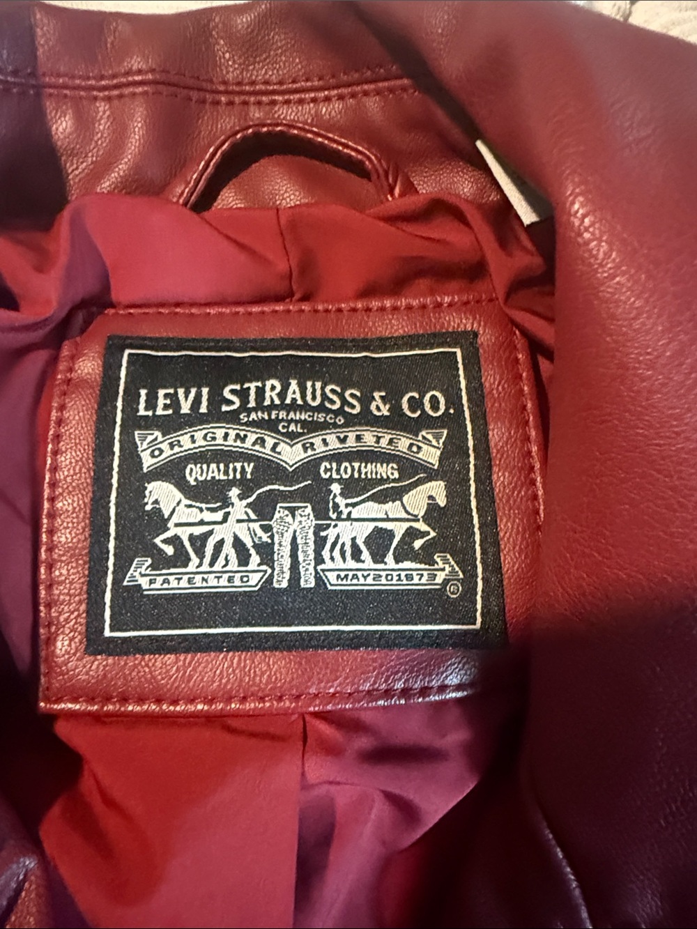 Levi's Deep Red Faux Leather Moto Jacket - Picture 3 of 3